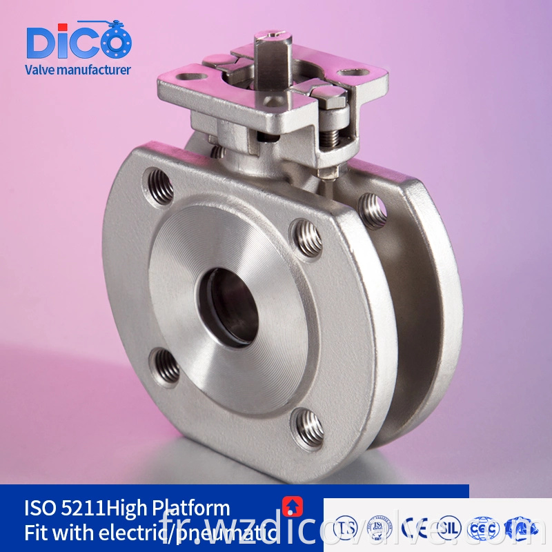 Vanne Wenzhou Fabricant en acier inoxydable DIN PN16 avec ISO5211 Pad Wafer Balle flottante Valve de billes